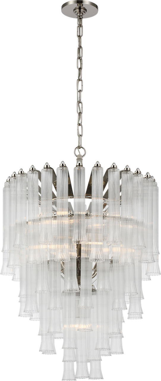 Lorelei Small Waterfall Chandelier in Polished Nickel with Clear Glass