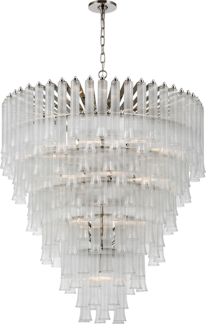 Lorelei X-Large Waterfall Chandelier in Polished Nickel with Clear Glass