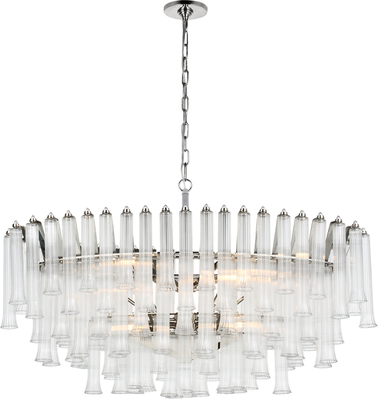 Lorelei X-Large Oval Chandelier in Polished Nickel with Clear Glass