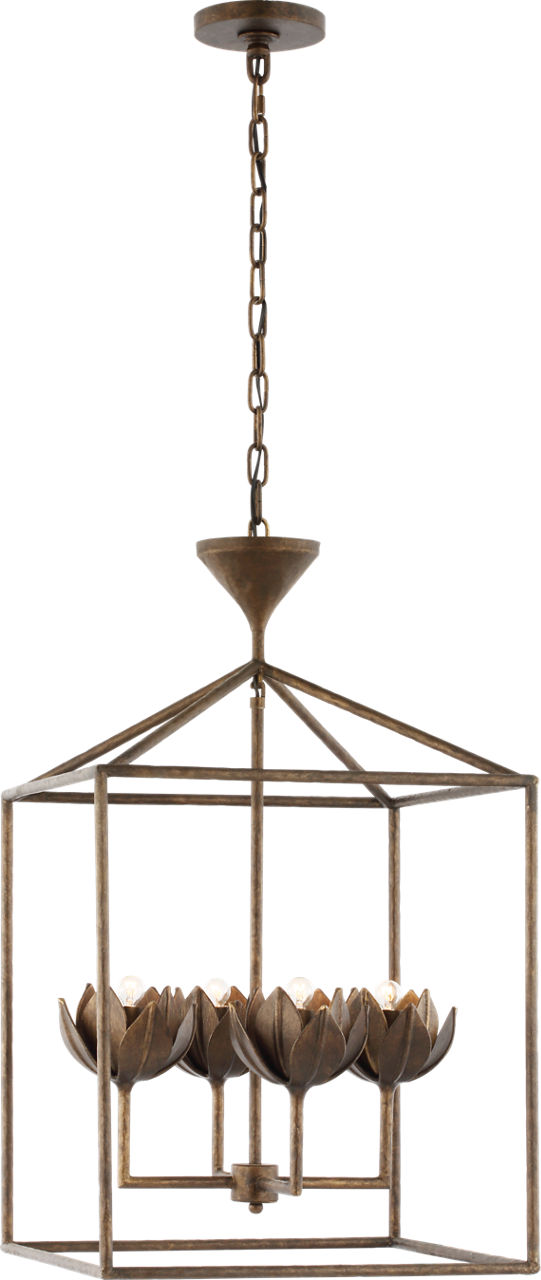 Alberto Medium Open Cage Lantern in Antique Bronze Leaf