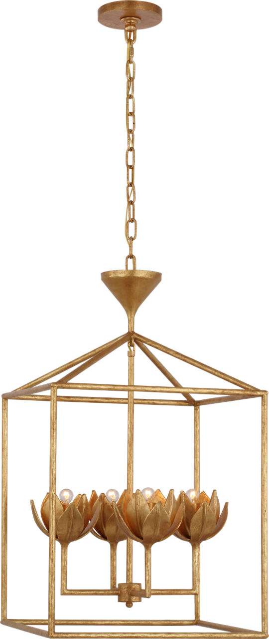Alberto Medium Open Cage Lantern in Antique Gold Leaf