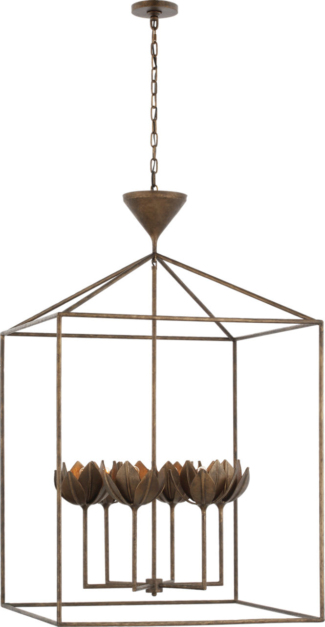 Alberto Extra Large Open Cage Lantern in Antique Bronze Leaf