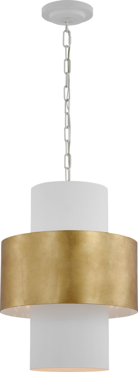 Chalmette 16" Layered Pendant in Plaster White and Gild