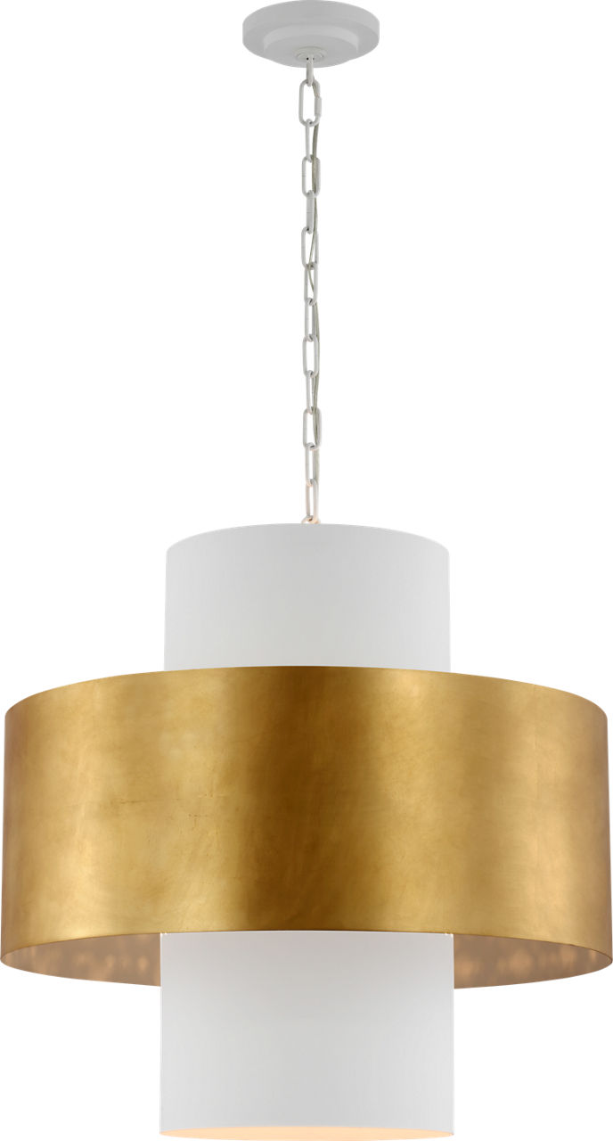 Chalmette 25" Layered Pendant in Plaster White and Gild