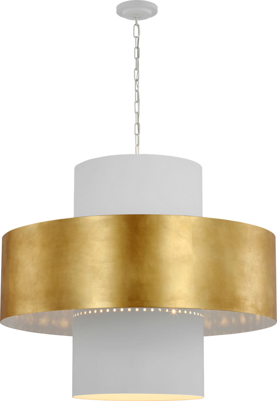 Chalmette 38" Layered Pendant in Plaster White and Gild