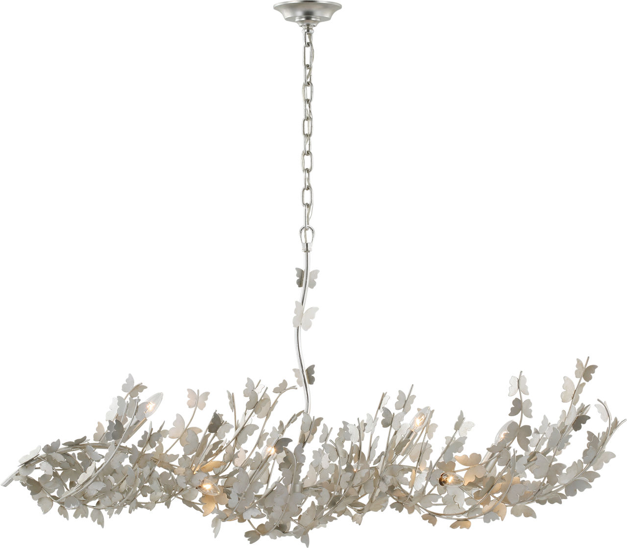 Farfalle Large Linear Chandelier in Burnished Silver Leaf