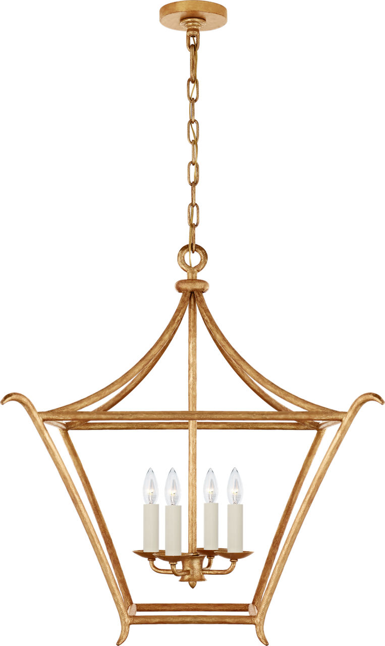 Aria Medium Square Lantern in Antique Gold Leaf