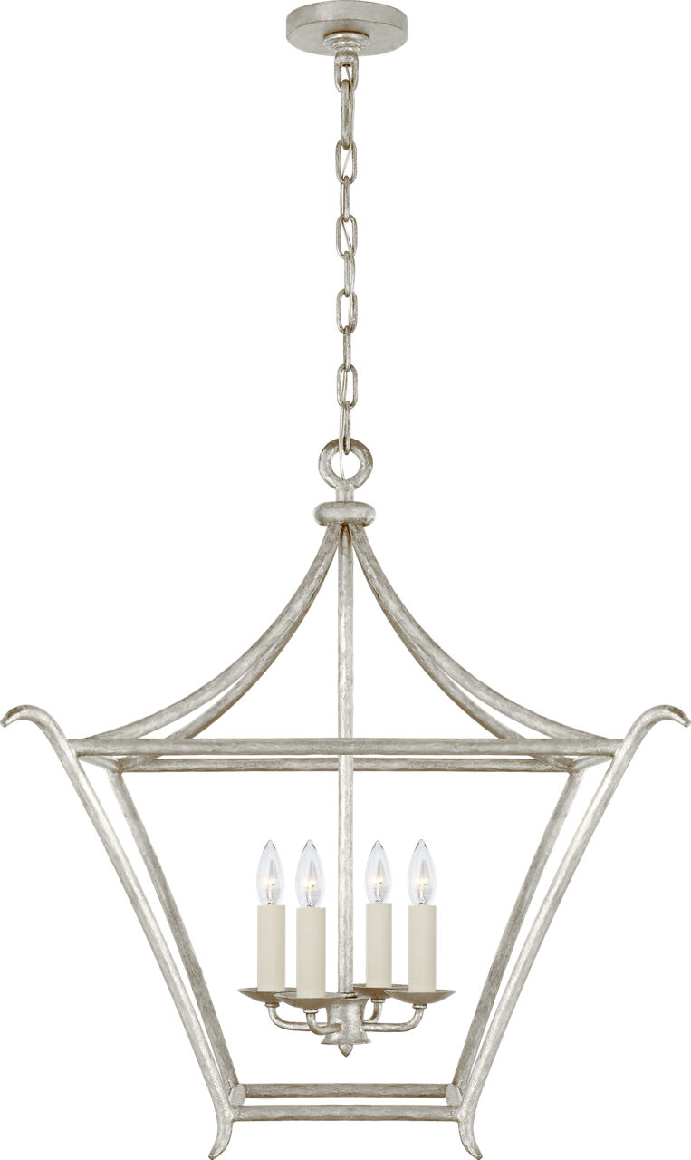 Aria Medium Square Lantern in Burnished Silver Leaf