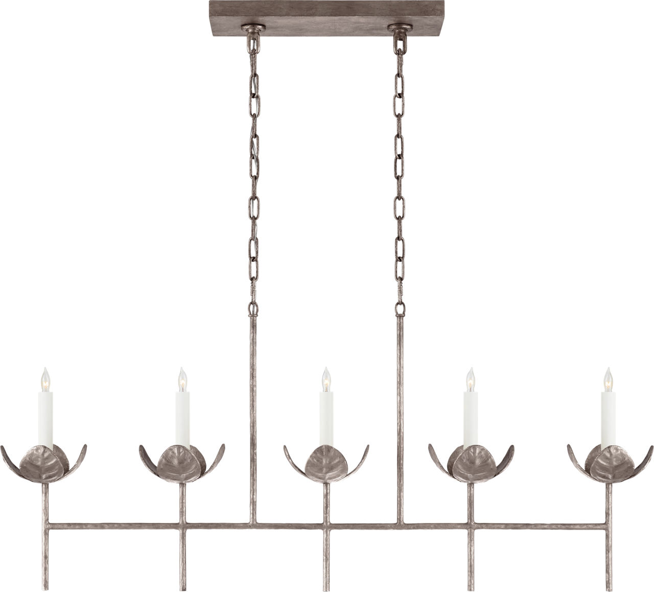 Illana Large Linear Chandelier in Burnished Silver Leaf