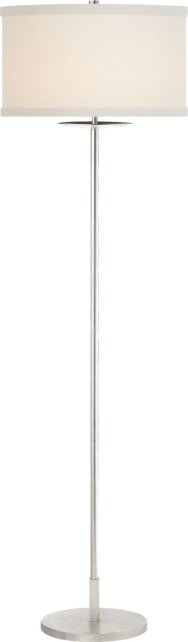 Walker Medium Floor Lamp in Burnished Silver Leaf with Cream Linen Shade