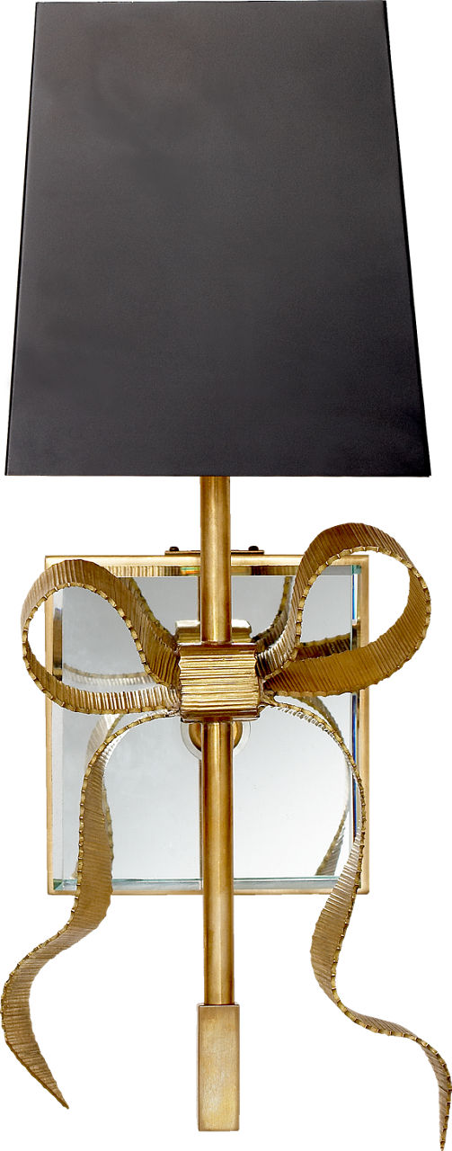 Ellery Gros-Grain Bow Small Sconce in Soft Brass with Matte Black Shade