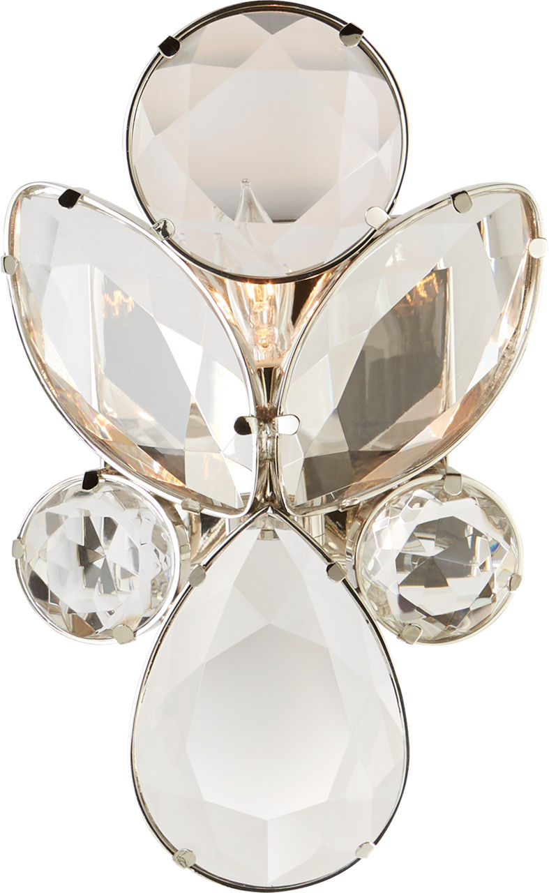Lloyd Small Jeweled Sconce in Nickel with Clear Crystal