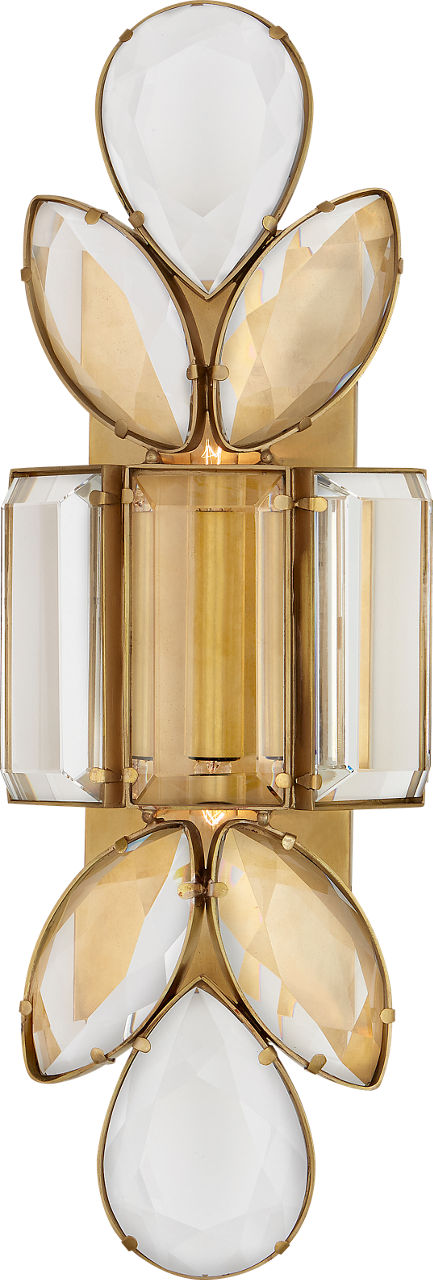 Lloyd Large Jeweled Sconce in Soft Brass with Clear Crystal