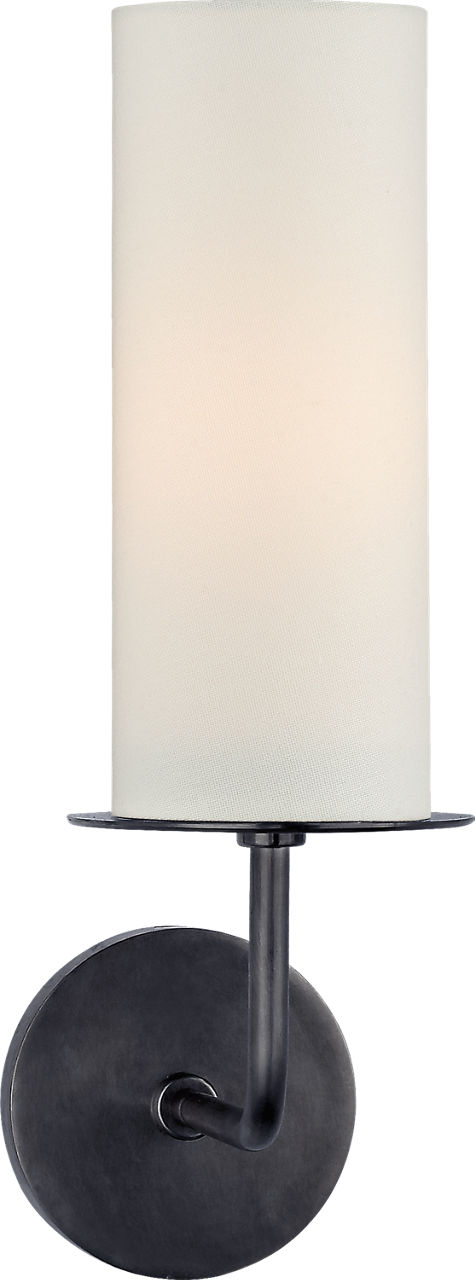 Larabee Single Sconce in Gun Metal with Cream Linen Shade