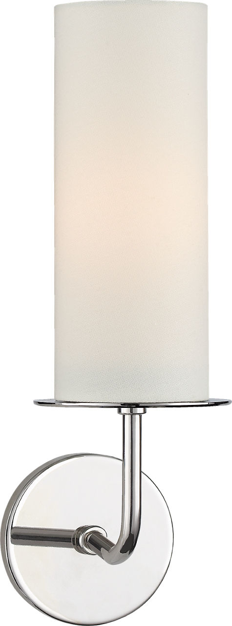 Larabee Single Sconce in Polished Nickel with Cream Linen Shade