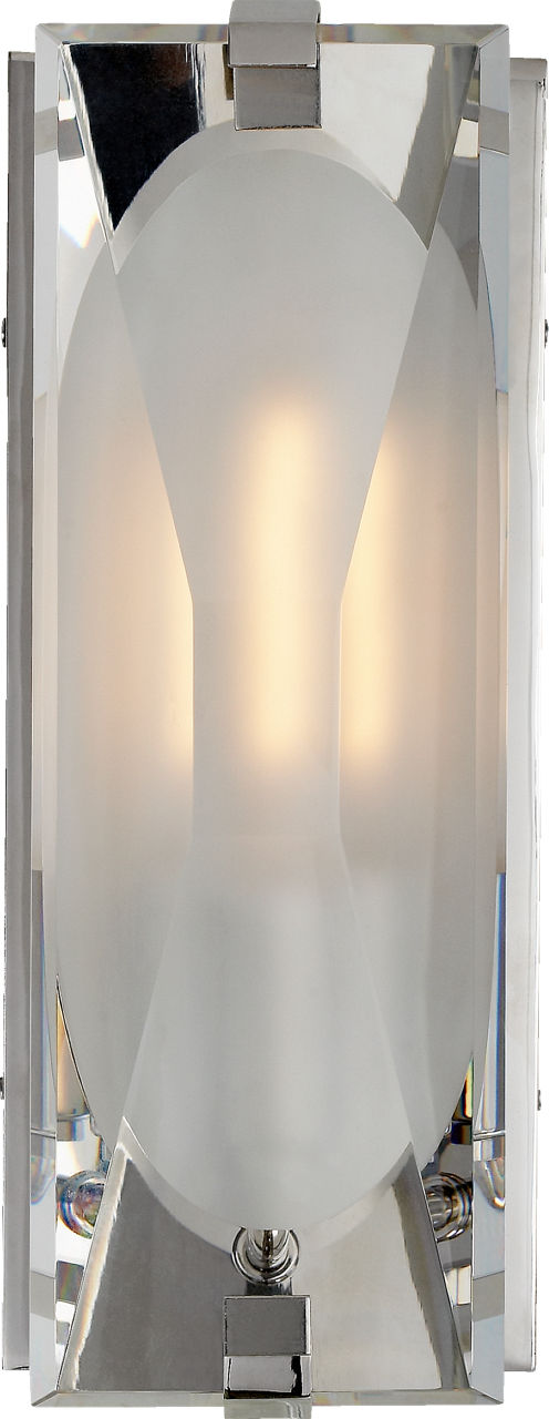 Castle Peak Small Bath Sconce in Polished Nickel with Etched Clear Glass