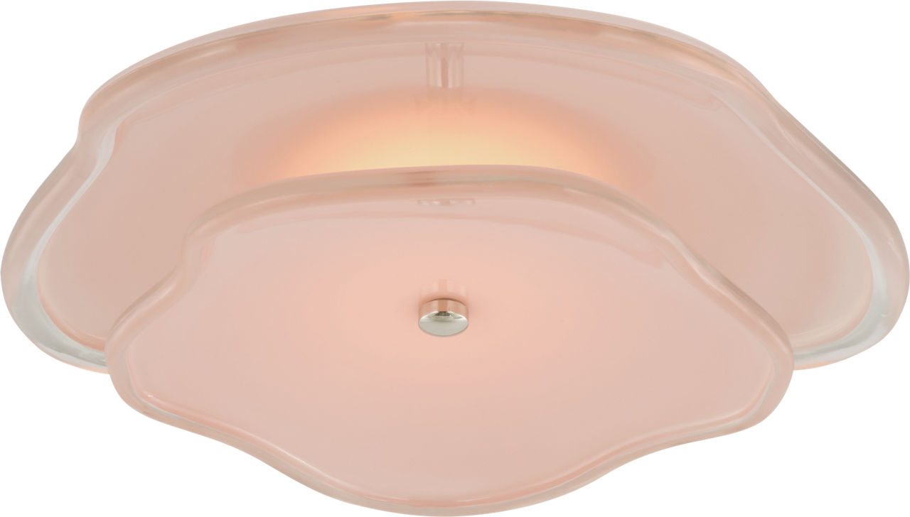 Leighton 14" Layered Flush Mount in Polished Nickel with Blush Tinted Glass