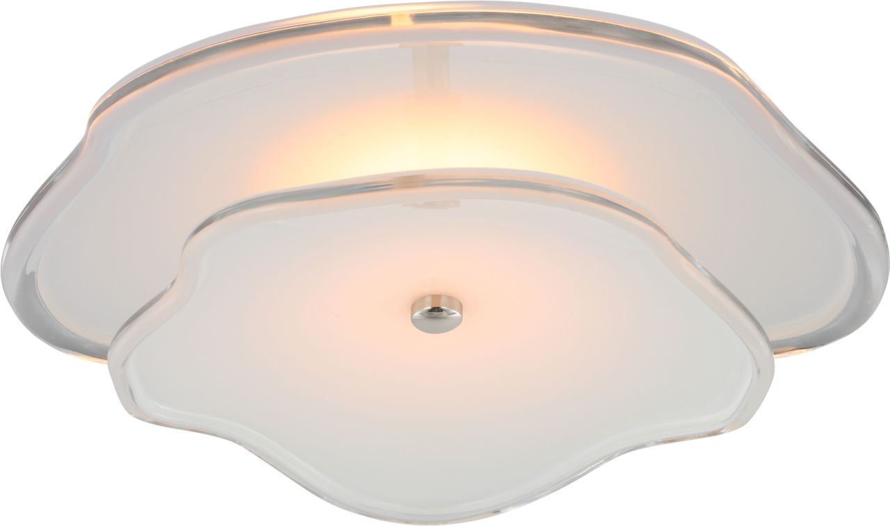 Leighton 14" Layered Flush Mount in Polished Nickel with Cream Tinted Glass
