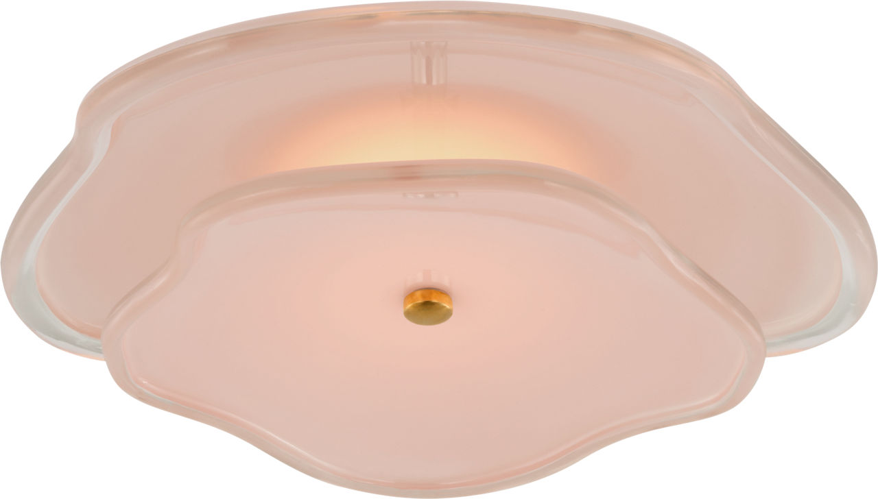 Leighton 14" Layered Flush Mount in Soft Brass with Blush Tinted Glass