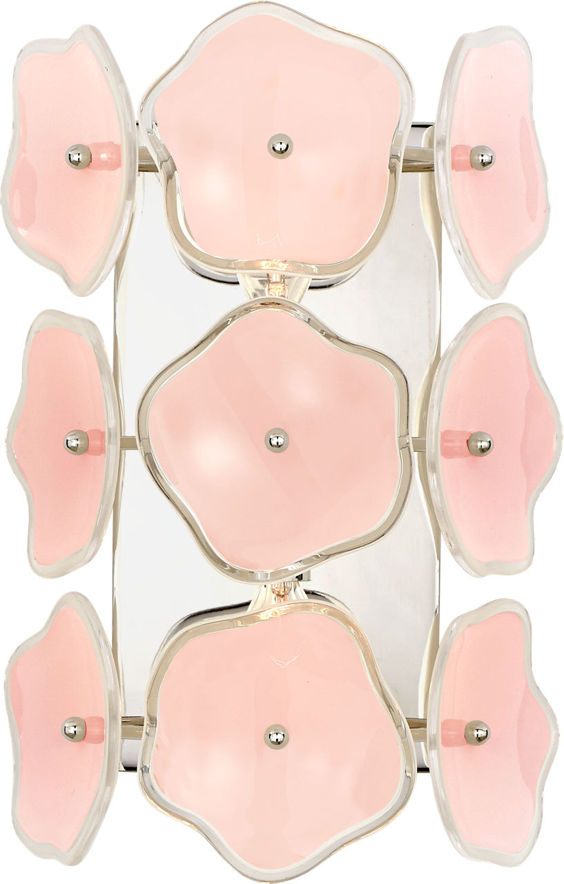 Leighton Small Sconce in Polished Nickel with Blush Tinted Glass