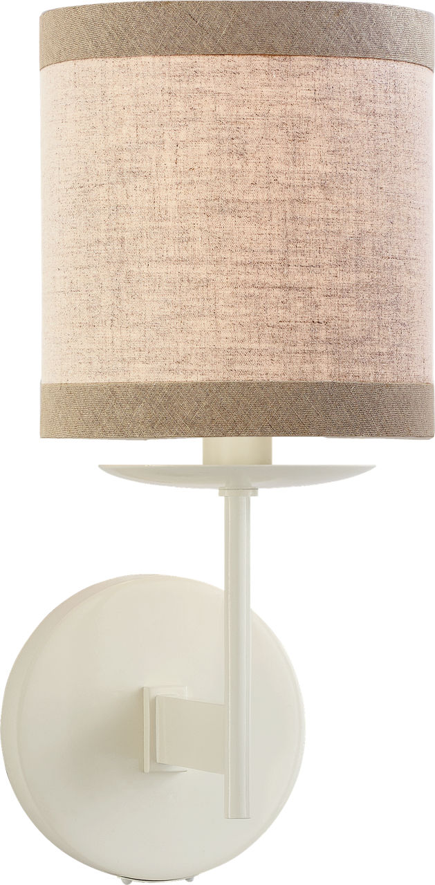 Walker Small Sconce in Light Cream with Natural Linen Shade