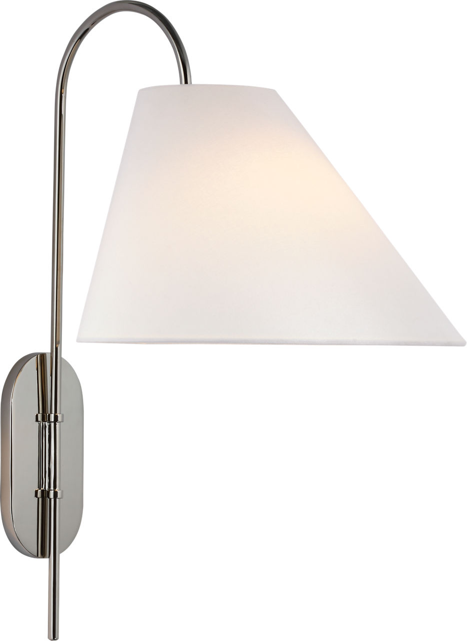 Kinsley Large Articulating Wall Light in Polished Nickel with Linen Shade