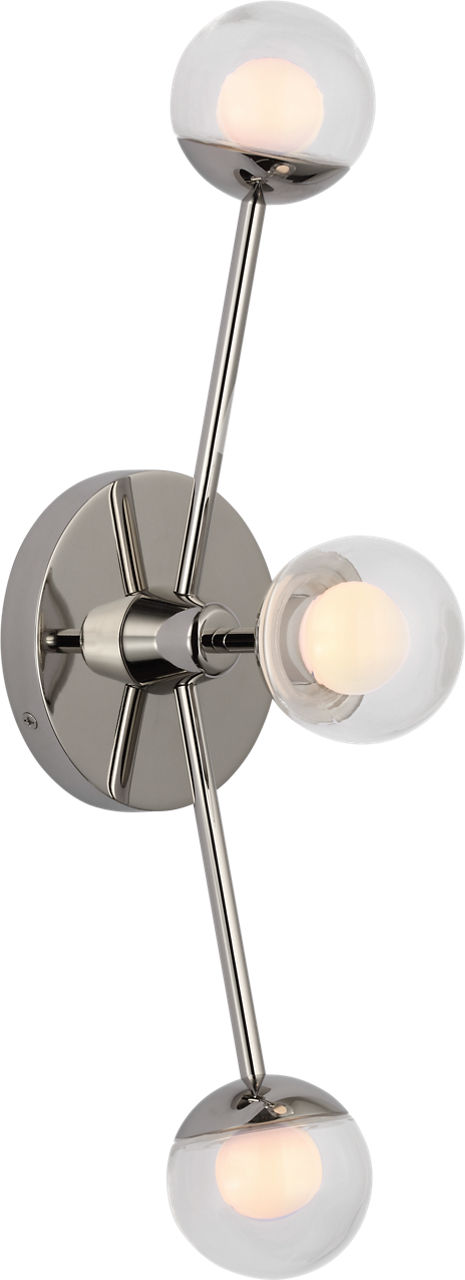 Alloway 19" Triple Linear Sconce in Polished Nickel with Clear Glass