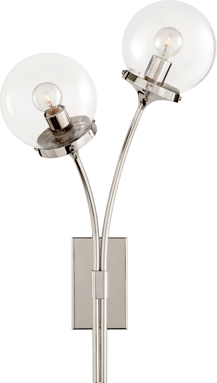 Prescott Left Sconce in Polished Nickel with Clear Glass