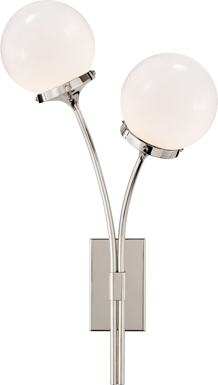 Prescott Right Sconce in Polished Nickel with White Glass