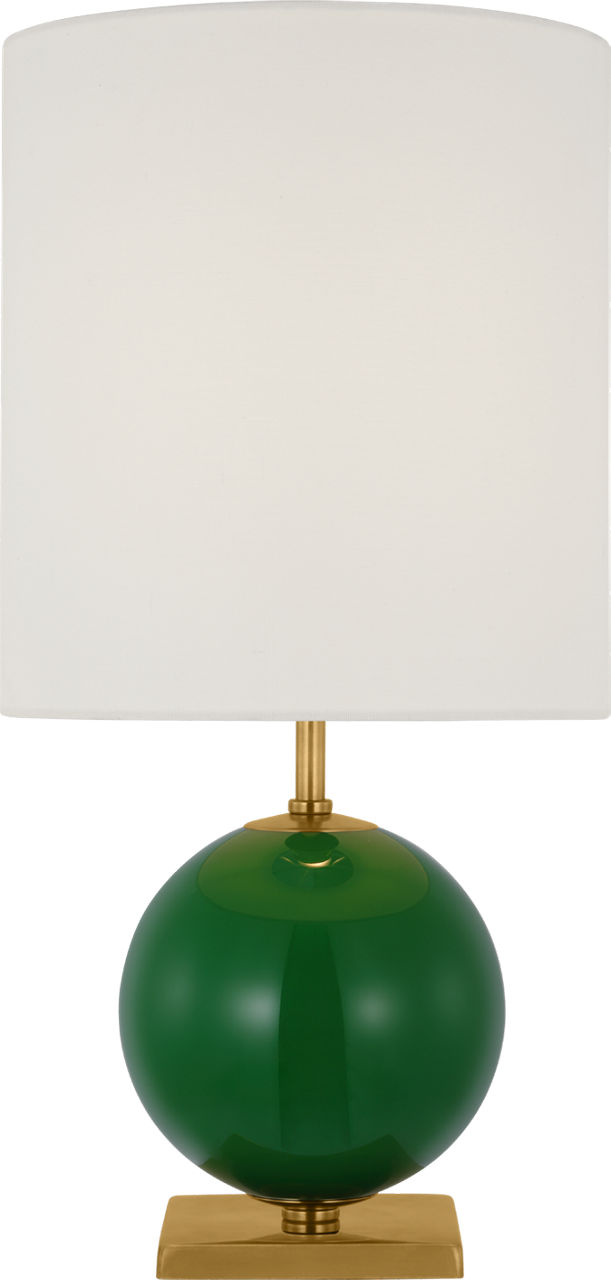 Elsie Small Table Lamp in Green Painted Glass with Linen Shade