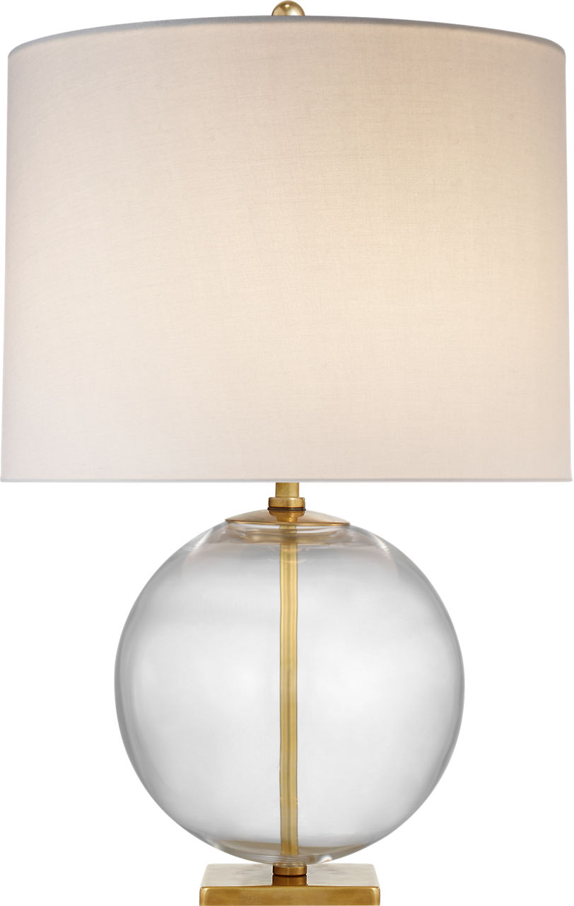 Elsie Table Lamp in Clear Glass with Linen Shade