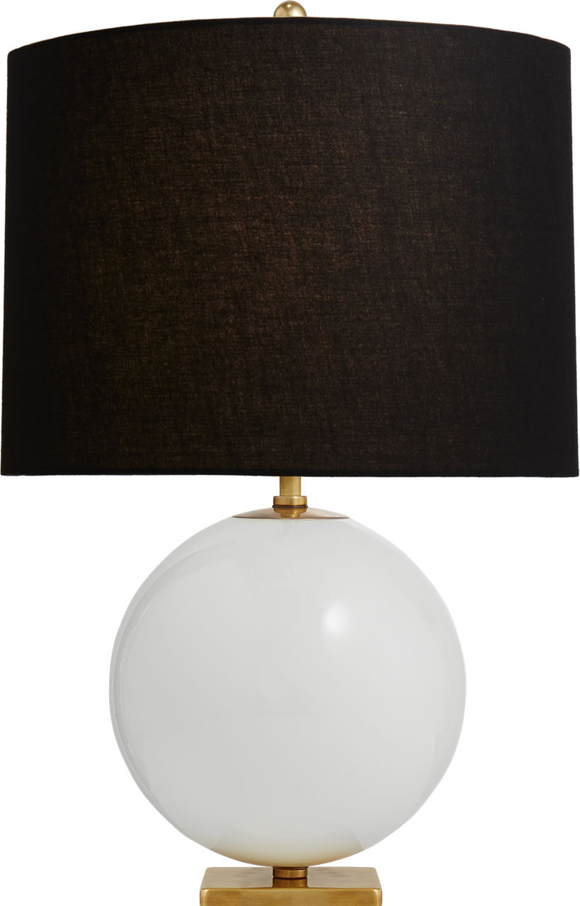 Elsie Table Lamp in Cream Reverse Painted Glass with Black Linen Shade