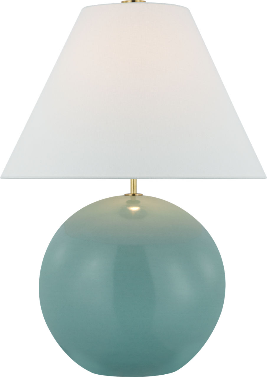 Brielle Large Table Lamp in Seafoam Blue with Linen Shade