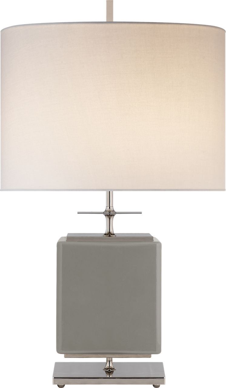 Beekman Small Table Lamp in Grey Reverse Painted Glass with Cream Linen Shade