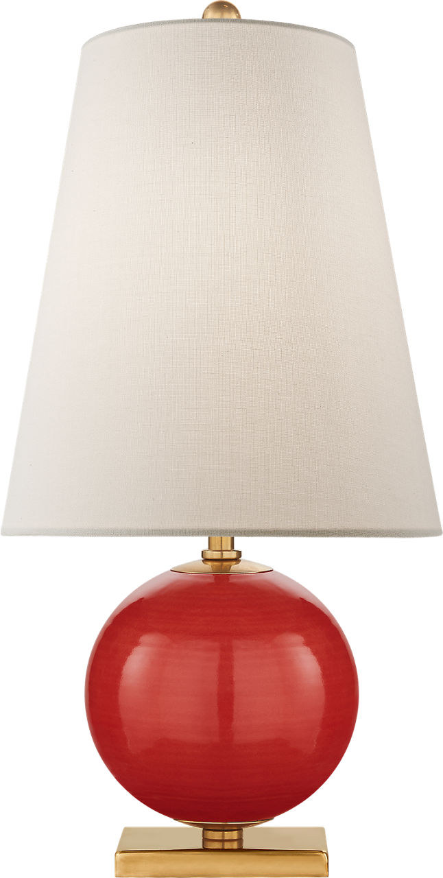 Corbin Mini Accent Lamp in Maraschino with Cream Linen Shade