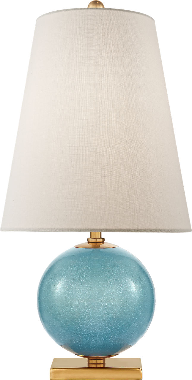 Corbin Mini Accent Lamp in Sandy Turquoise with Cream Linen Shade
