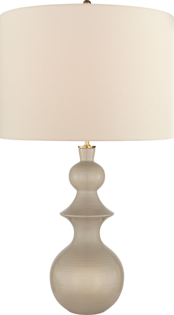 Saxon Large Table Lamp in Dove Grey with Cream Linen Shade