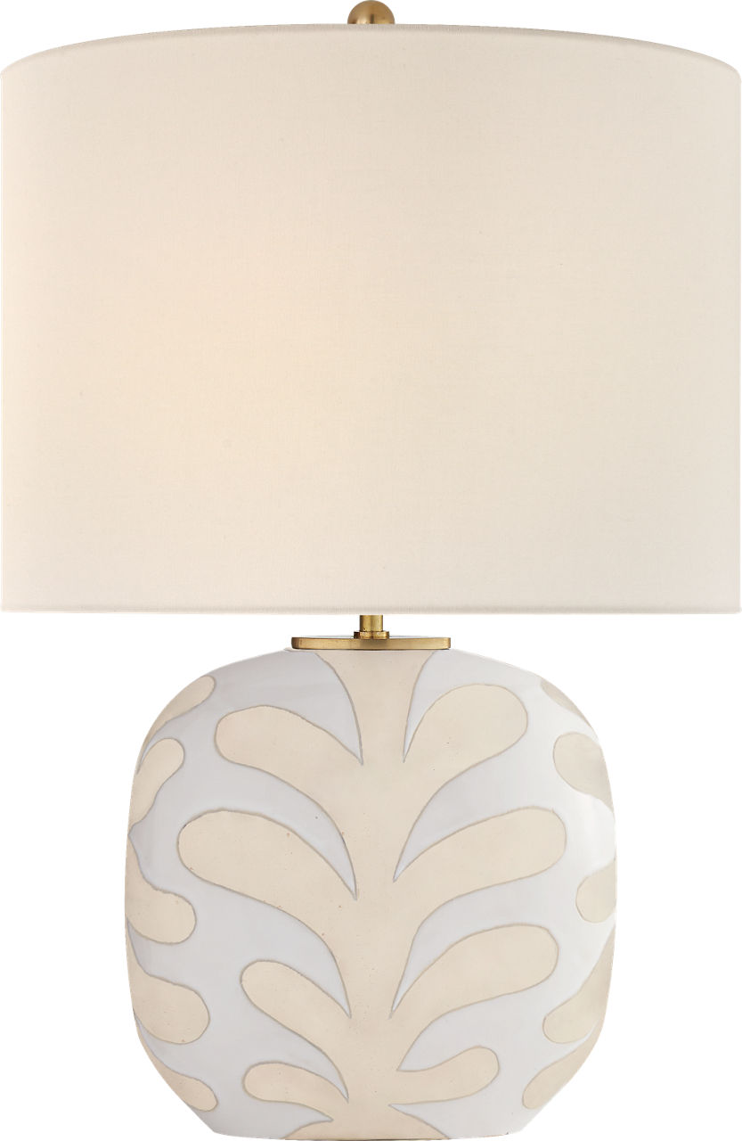 Parkwood Medium Table Lamp in Natural Bisque and New White with Linen Shade