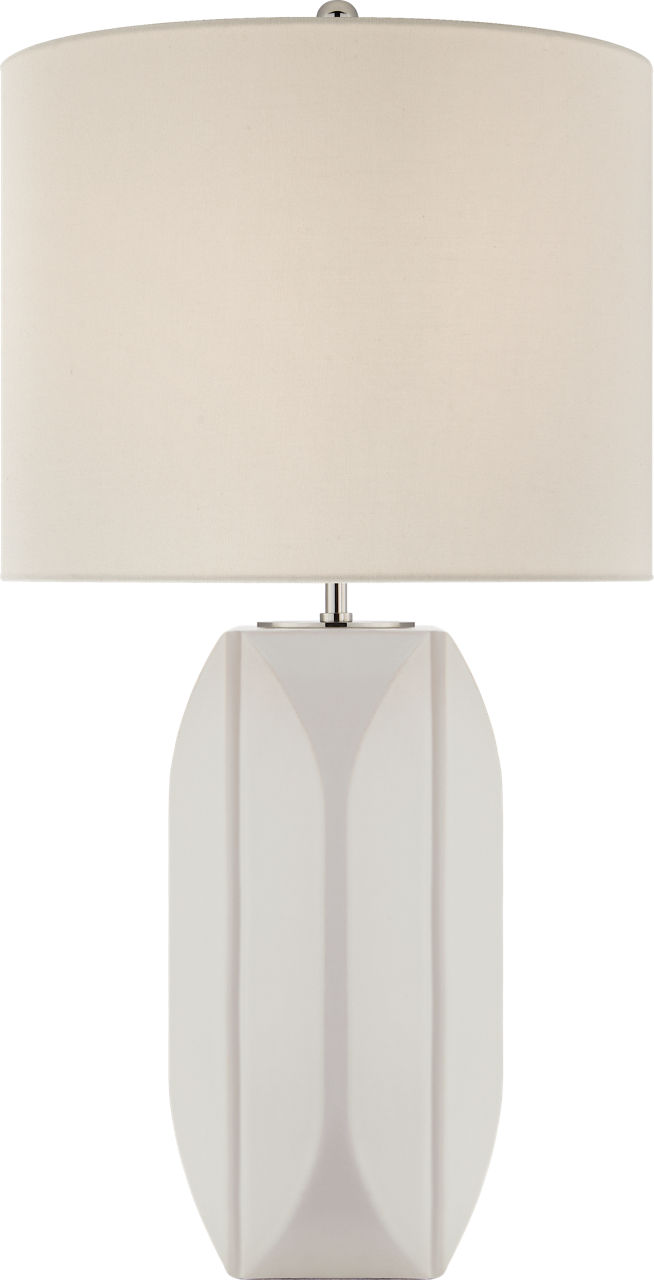Carmilla Medium Table Lamp in Matte White with Linen Shade