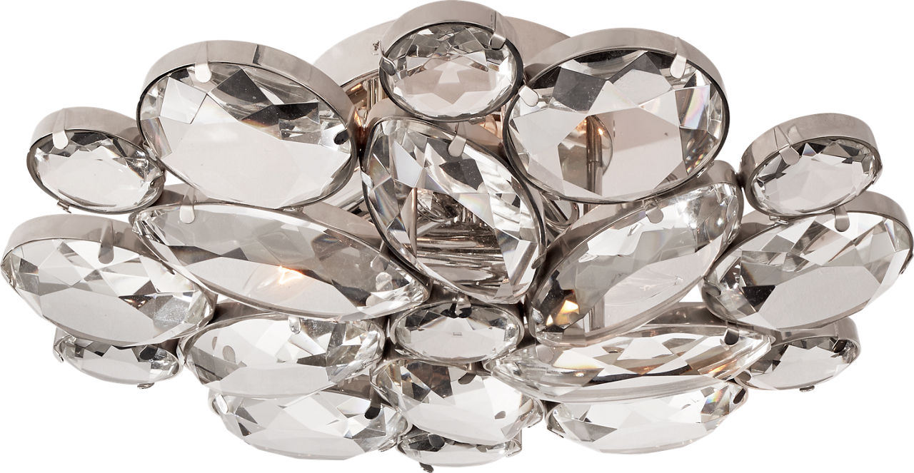 Lloyd Medium Round Flush Mount in Polished Nickel with Clear Glass