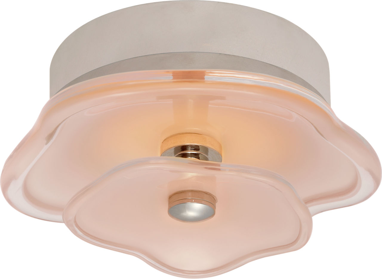 Leighton 6" Layered Flush Mount in Polished Nickel with Blush Tinted Glass