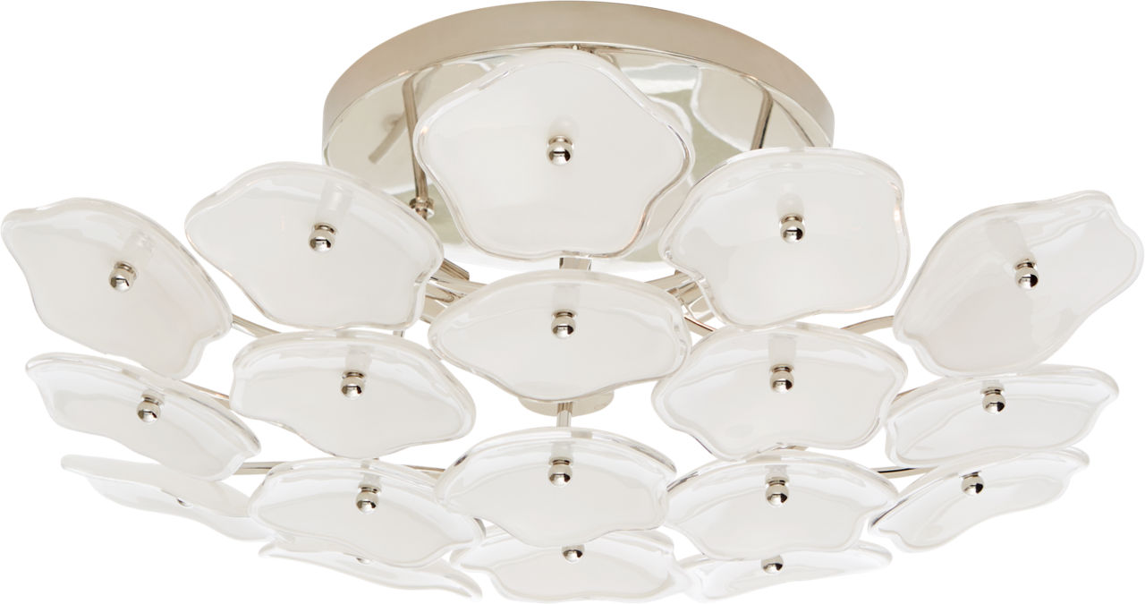 Leighton Medium Flush Mount in Polished Nickel with Cream Tinted Glass