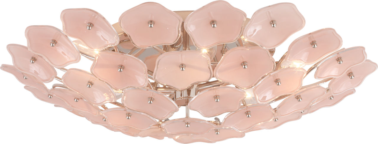 Leighton Large Flush Mount in Polished Nickel with Blush Tinted Glass