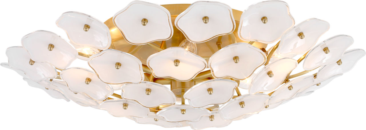 Leighton Large Flush Mount in Soft Brass with Cream Tinted Glass