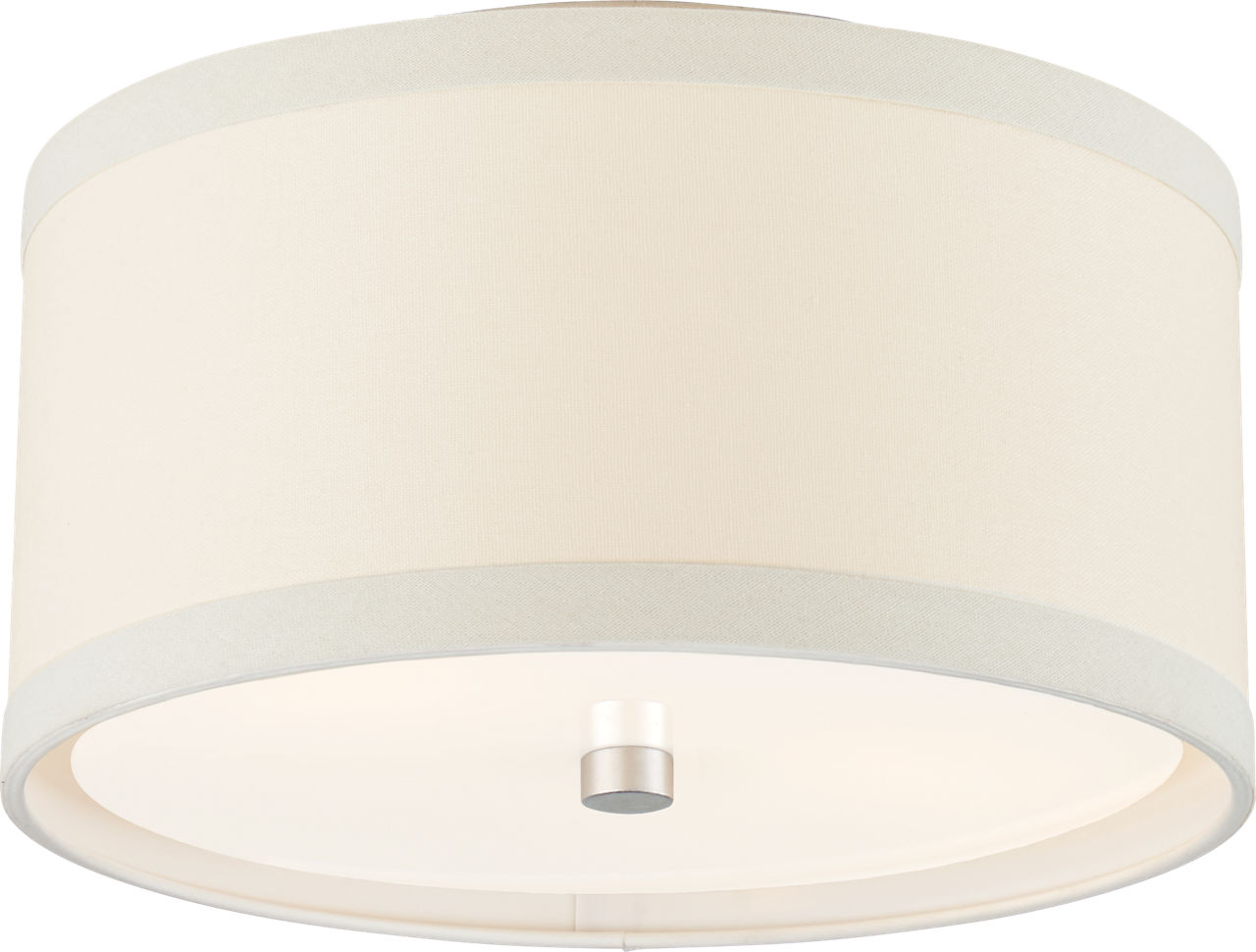 Walker Small Flush Mount in Burnished Silver Leaf with Cream Linen Shade