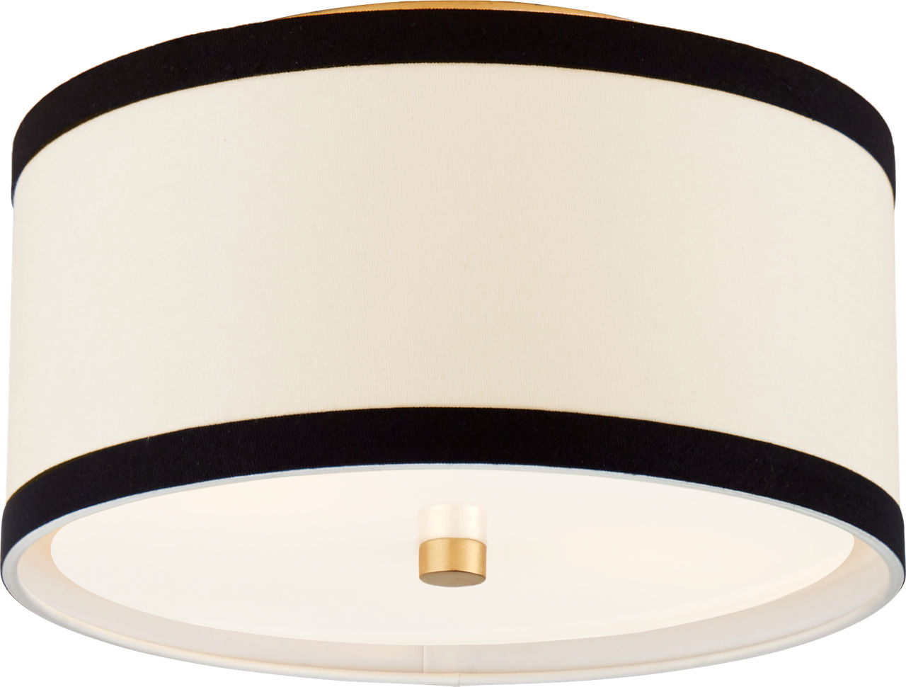Walker Small Flush Mount in Gild with Cream Linen with Black Linen Trim
