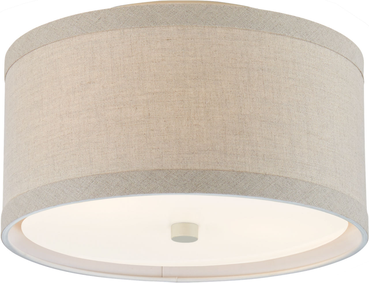 Walker Small Flush Mount in Light Cream with Natural Linen Shade
