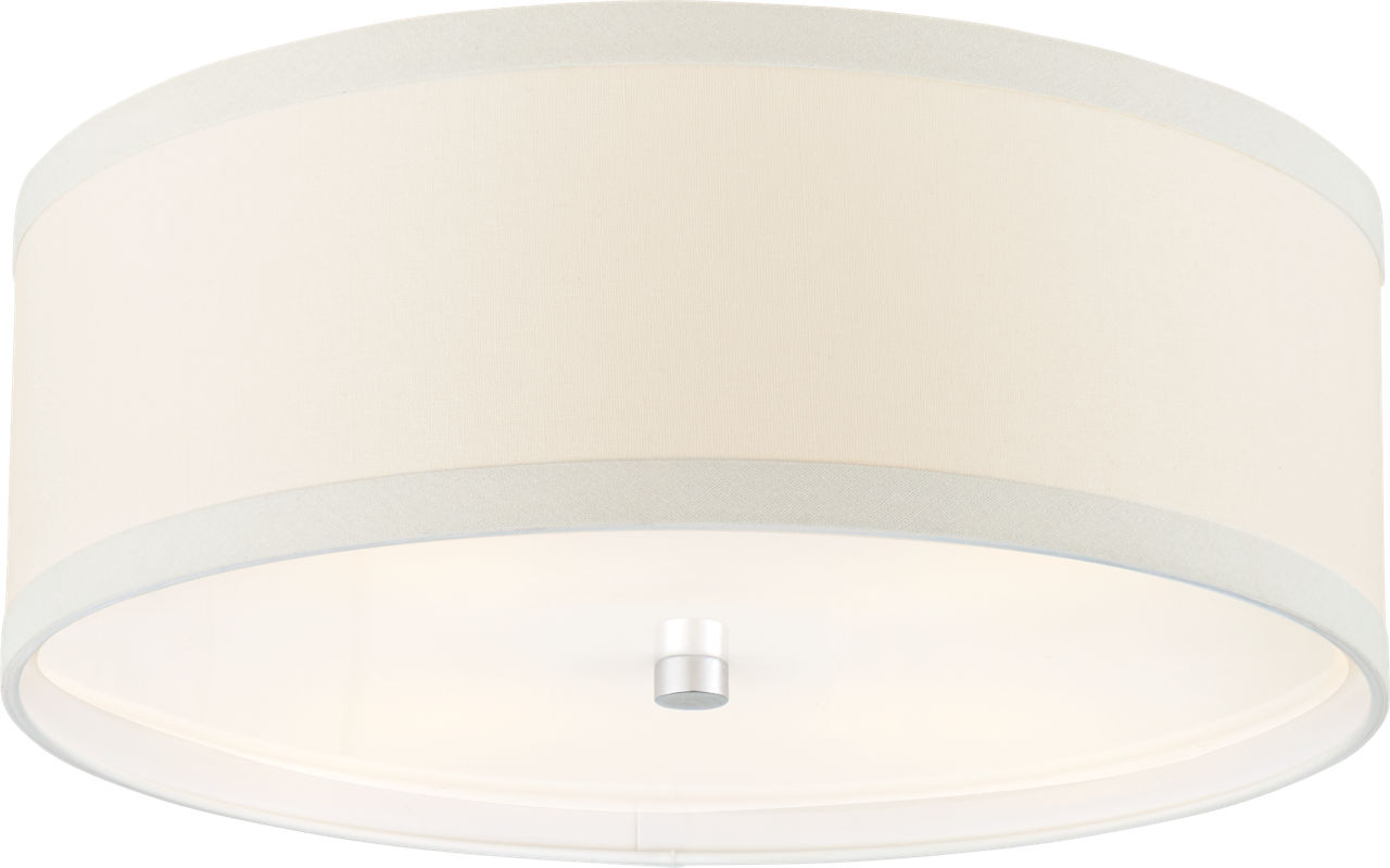 Walker Medium Flush Mount in Burnished Silver Leaf with Cream Linen Shade