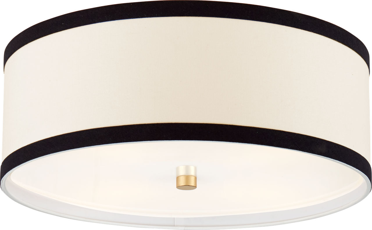 Walker Medium Flush Mount in Gild with Cream Linen with Black Linen Trim