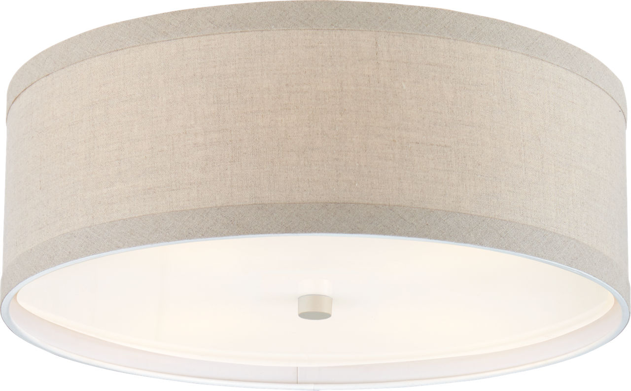 Walker Medium Flush Mount in Light Cream with Natural Linen Shade